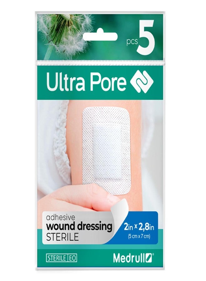 Medrull Wound Dressing Bandage 2x3 Sterile Ultra Pore - Breathable Highly Absorbent Dressing Pad for First Aid and Wound Care - Latex Free - Strong Adhesive - Protects Cuts & Scratches - Image 1